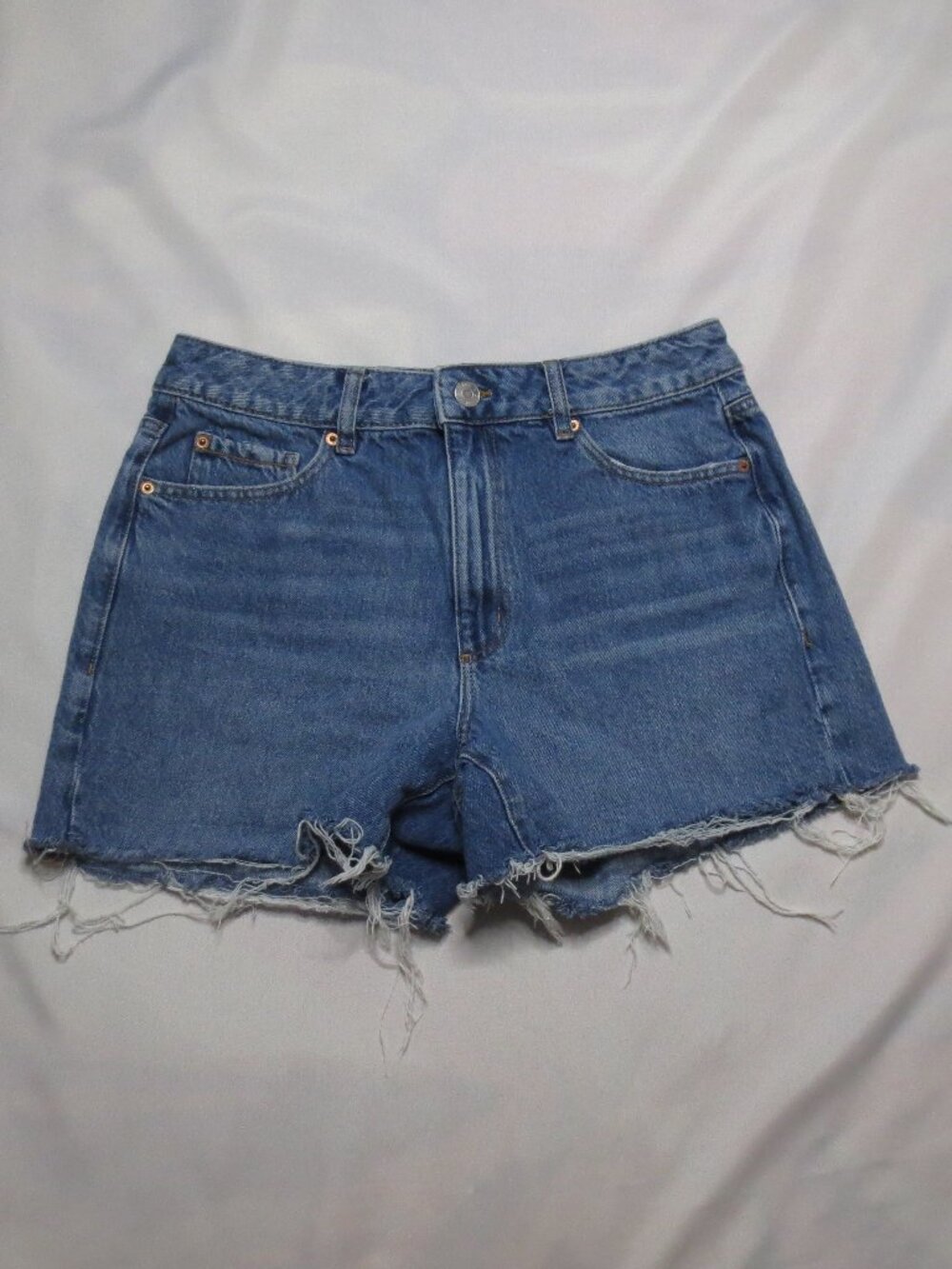 GARAGE womens MOM SHORT blue JEANS denim FRAYED high waist SIZE 9